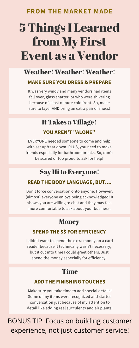 5 Things I Learned - My First Event as a Vendor