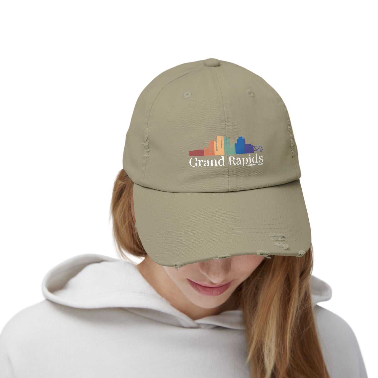 Distressed Cap Grand Rapids Rainbow Skyline