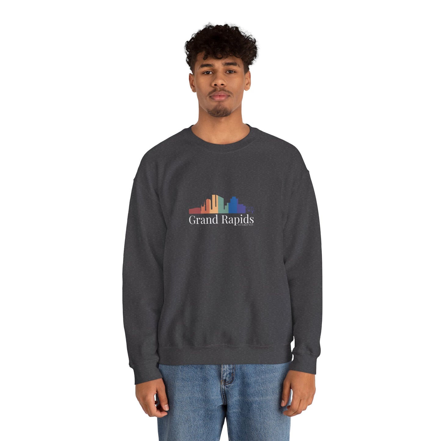Grand Rapids Unisex Heavy Blend™ Crewneck Sweatshirt Rainbow Skyline