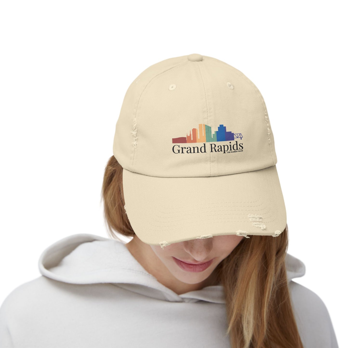 Distressed Cap Grand Rapids Rainbow Skyline