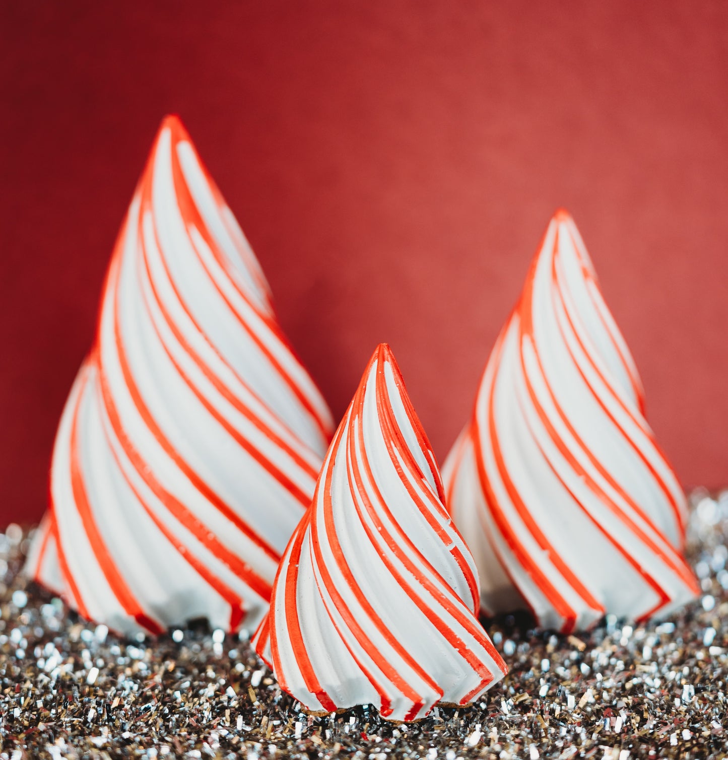 Handmade Concrete Christmas Trees | Concrete Spiral Trees | Set of 3 Holiday Tree Decor