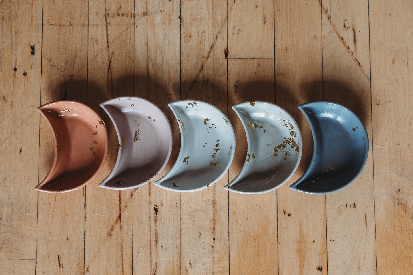 Handmade Moon Concrete Trinket Dish: Gold Foil Lunar Jewelry Coaster