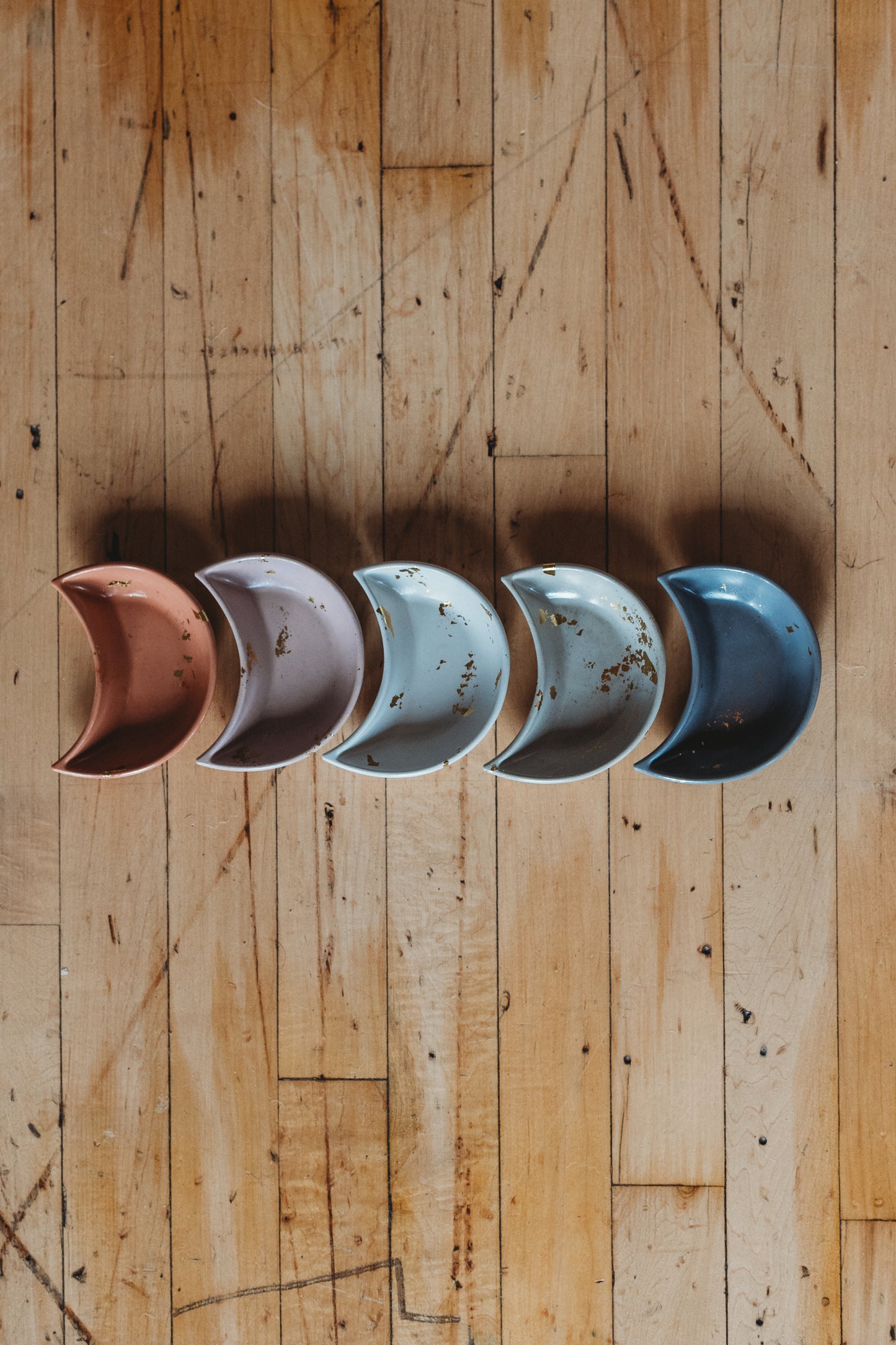 Handmade Moon Concrete Trinket Dish: Gold Foil Lunar Jewelry Coaster