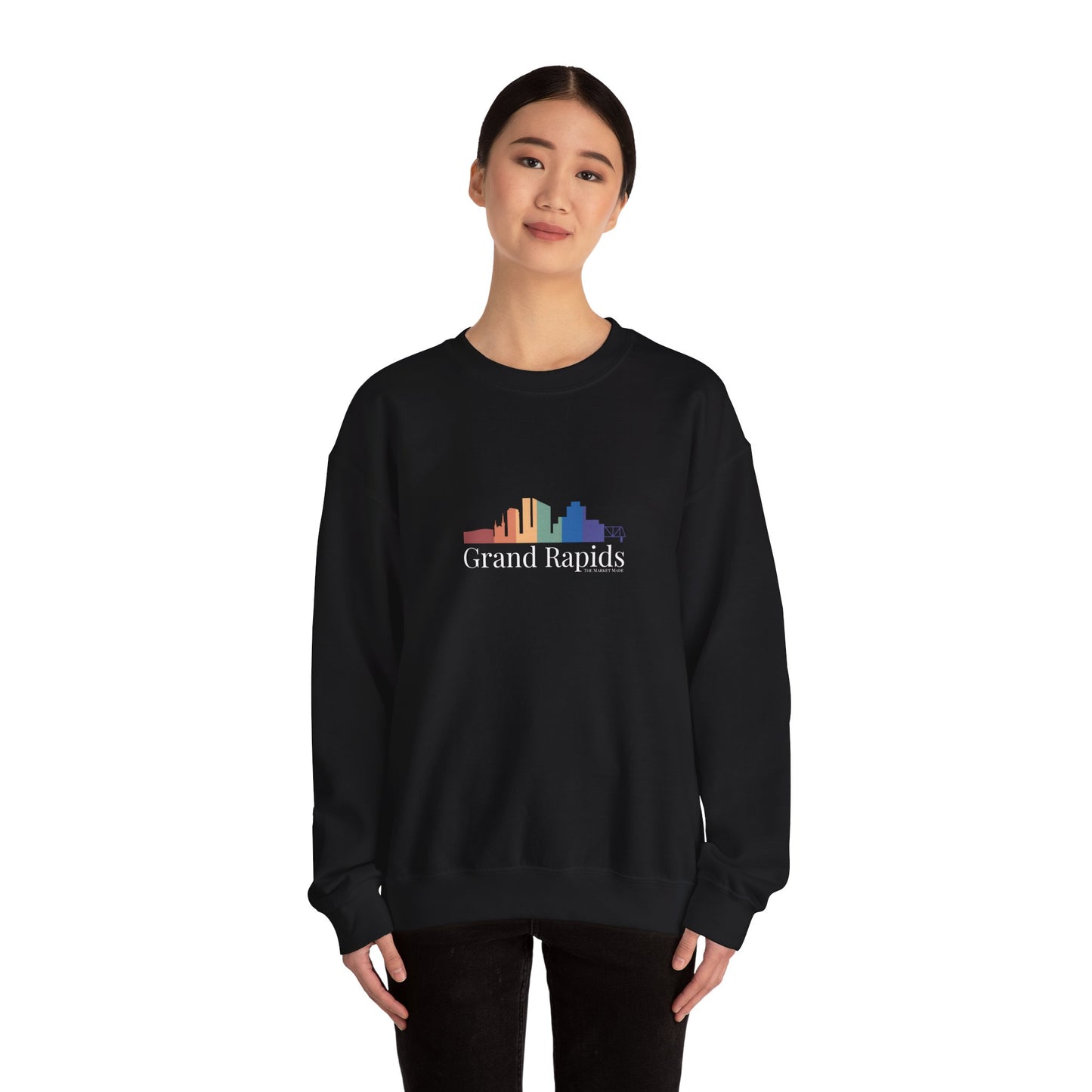 Grand Rapids Unisex Heavy Blend™ Crewneck Sweatshirt Rainbow Skyline