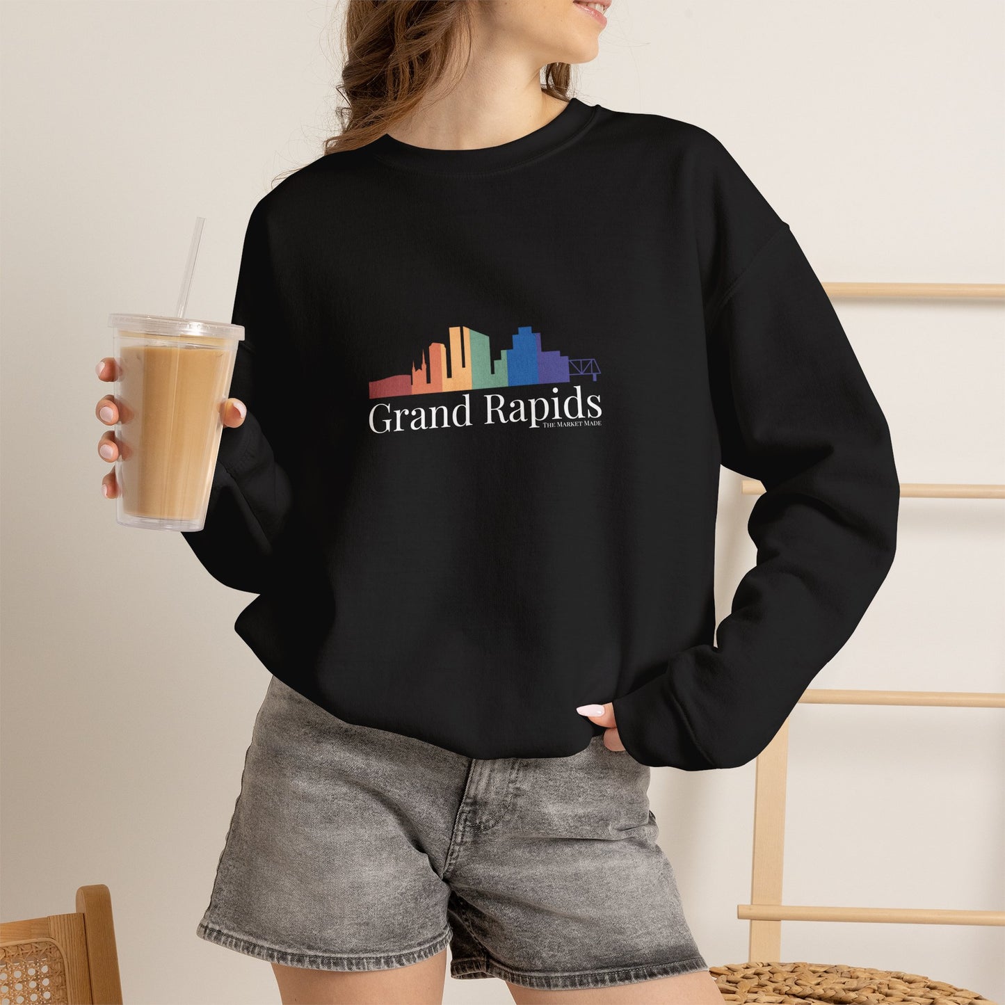 Grand Rapids Unisex Heavy Blend™ Crewneck Sweatshirt Rainbow Skyline
