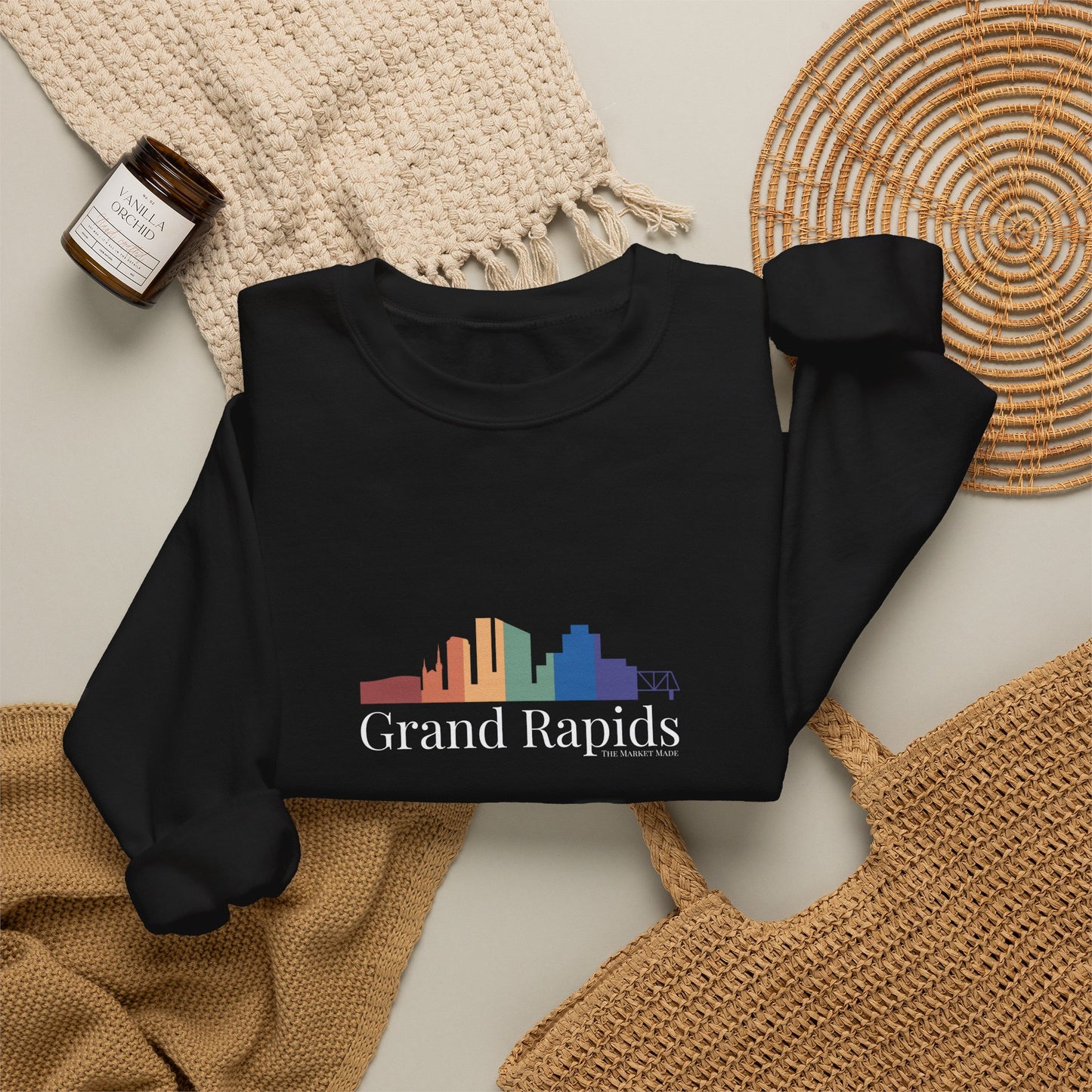 Grand Rapids Unisex Heavy Blend™ Crewneck Sweatshirt Rainbow Skyline