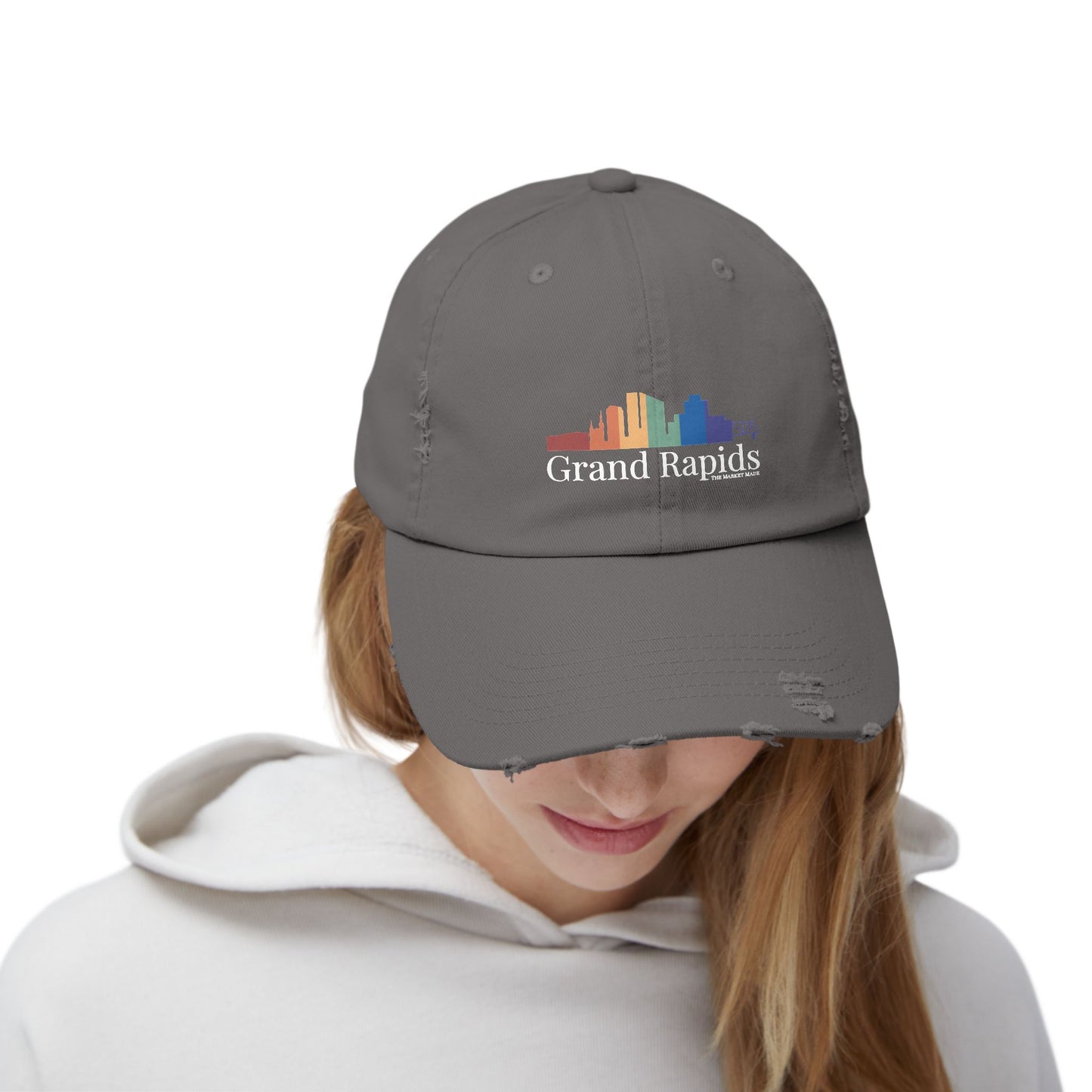 Distressed Cap Grand Rapids Rainbow Skyline