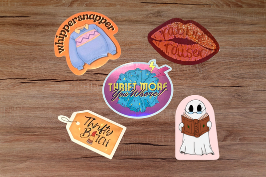 Sassy Stickers for Feisty Friends | Thrift-Themed Stickers