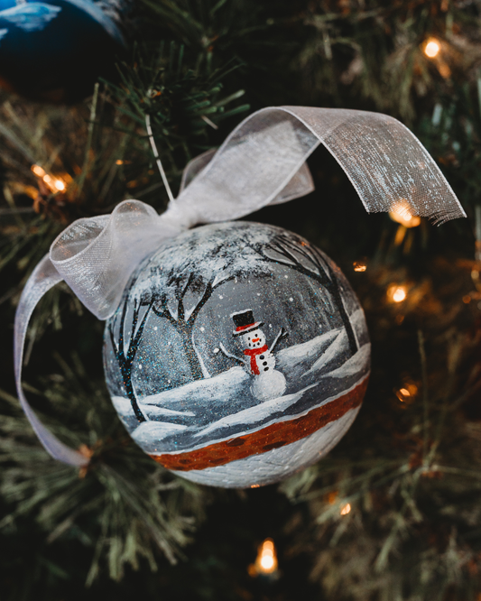 Hand-Painted Snowscape Foam Ornament