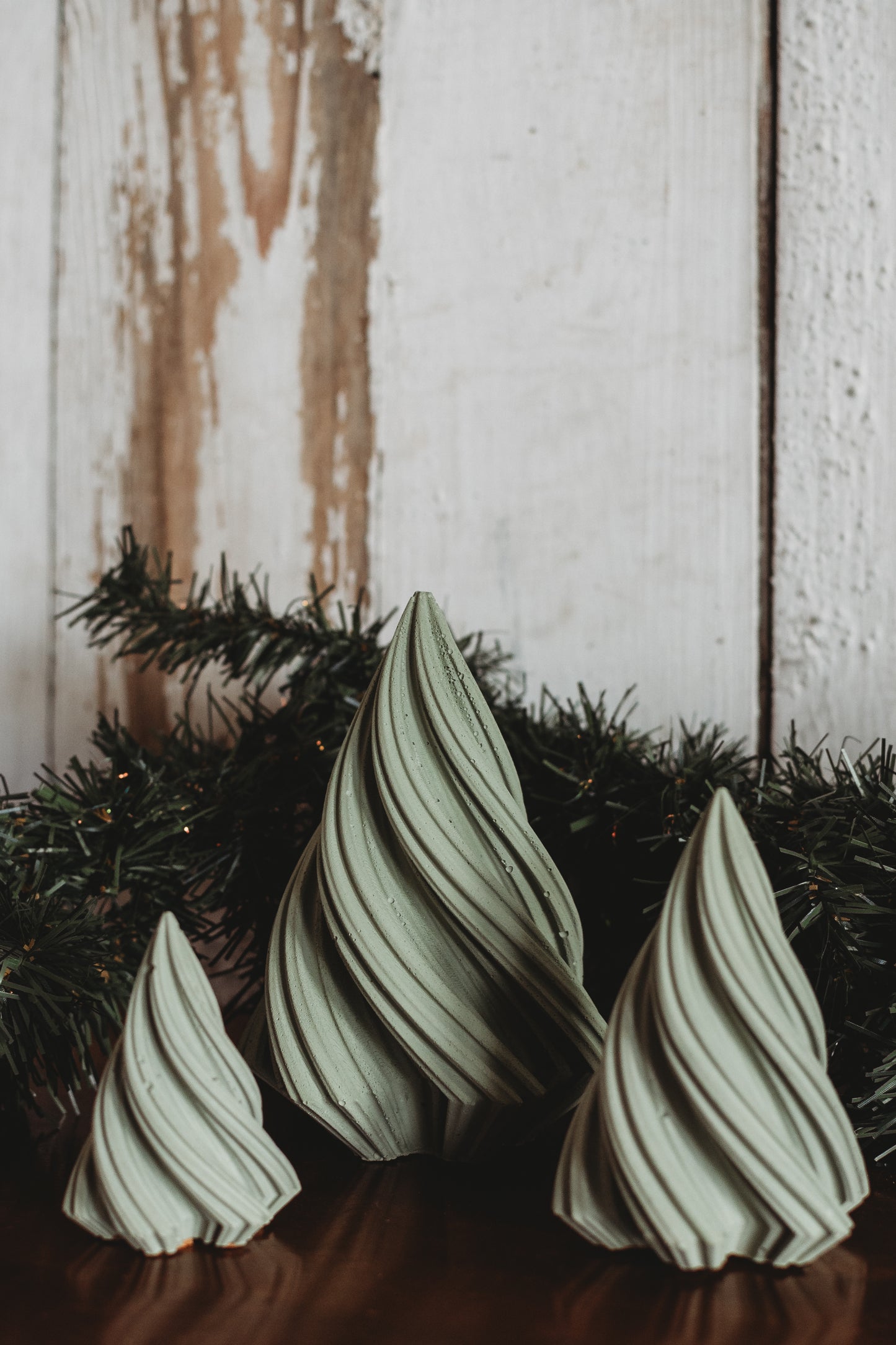 Set of 3 Holiday Trees | Handmade Christmas Decor | Concrete Spiral Trees