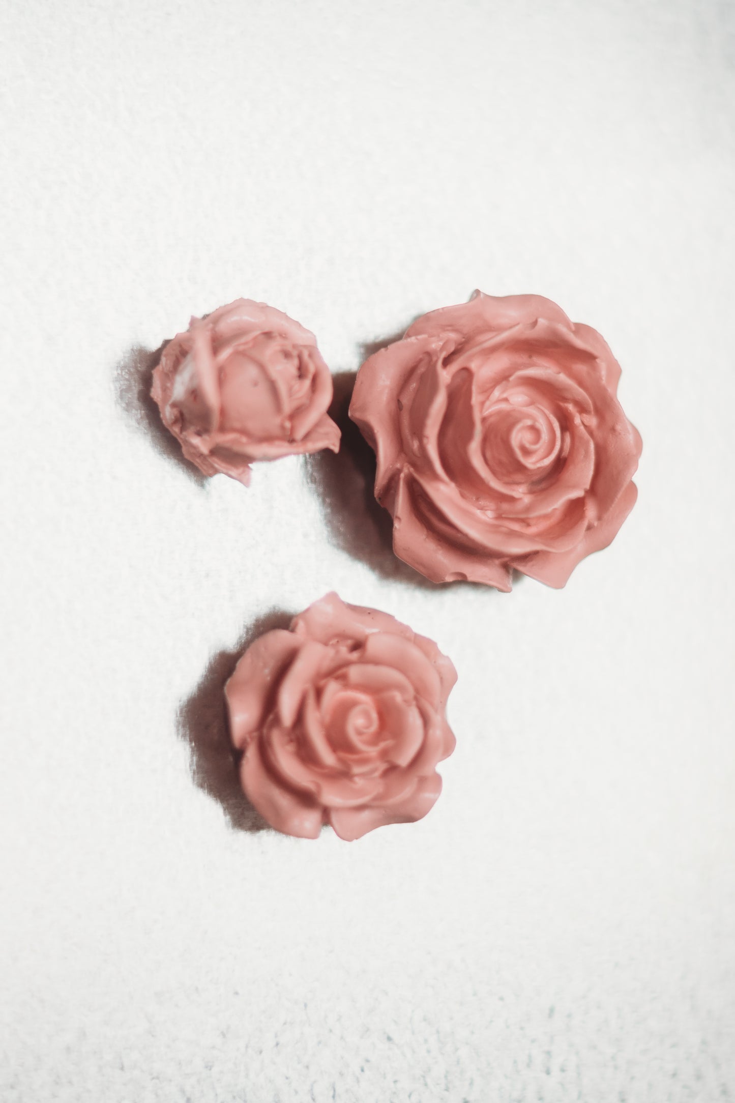 Set of 3 Handmade Concrete Rose Magnets | Floral Refrigerator Magnets
